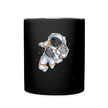Astronaut Weltraum Schach Figur Dame Nerd - Tasse einfarbig - Schwarz - Vorne