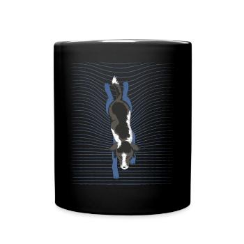 Border Collie Schwimmender Hund - Tasse einfarbig - Schwarz - Vorne