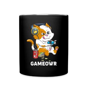 Lustiger Videospieler & Katzenliebhaber Gaming Kitty Kawaii - Tasse einfarbig - Schwarz - Vorne