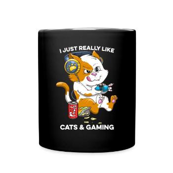 Funny Cat Gaming Cat Lover Kawaii Video Games - Full Colour Mug - black - Front