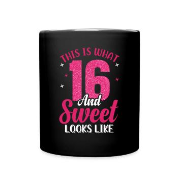 16e anniversaire pour les filles Fille Seize ans - Mug uni - noir - Devant