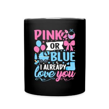 Rosa oder Blau Ich liebe dich schon Junge oder Mädchen - Tasse einfarbig - Schwarz - Vorne