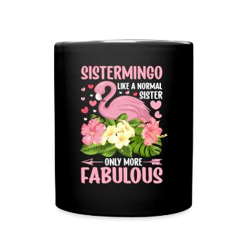 Flamingo Sistermingo Sisters Sibling Funny - Full Colour Mug - black - Front