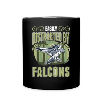 Facilement distrait par les faucons Falkenzüchter Falkner - Mug uni - noir - Devant