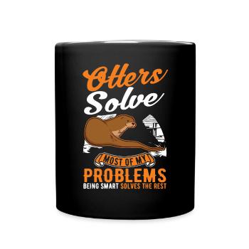 Otter Geschenk Fischotter Seeotter - Tasse einfarbig - Schwarz - Vorne