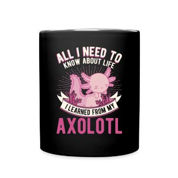 Axolotl Gift Tailed Amphibian - Full Colour Mug - black - Front