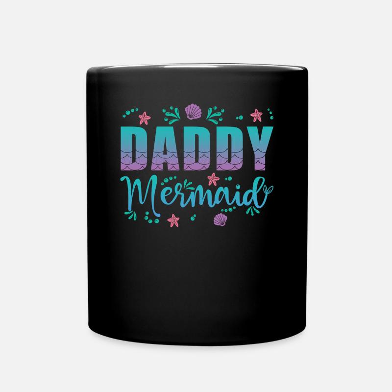 Papa Meerjungfrau - Tasse einfarbig - Schwarz
