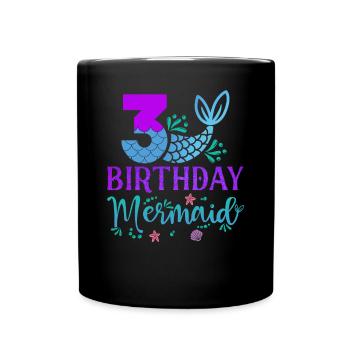 3rd Birthday Mermaid - Full Colour Mug - black - Front