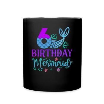 6ème anniversaire Sirène - Mug uni - noir - Devant