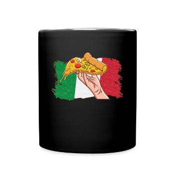Italian Pizza Lover Italy Flag Italian Fast Food - Full Colour Mug - black - Front