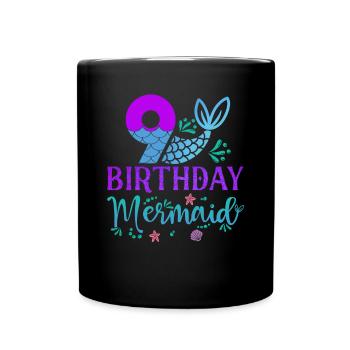 9th Birthday Mermaid - Full Colour Mug - black - Front