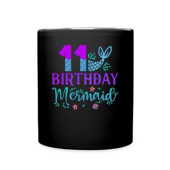 11th Birthday Mermaid - Full Colour Mug - black - Front
