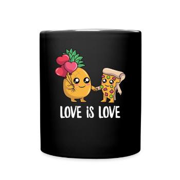 Pizza Ananas Design für Frauen Männer Lustig - Tasse einfarbig - Schwarz - Vorne