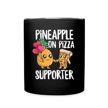 Lustige Ananas auf Pizza Supporter Humor süß - Tasse einfarbig - Schwarz - Vorne
