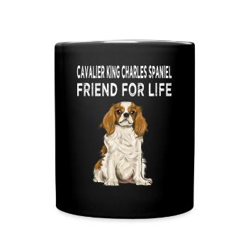 Cavalier King Charles Spaniel Friend For Life Dog - Full Colour Mug - black - Front