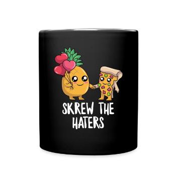 Funny Pineapple Pizza Cute Pizza Kawaii Pizza - Full Colour Mug - black - Front
