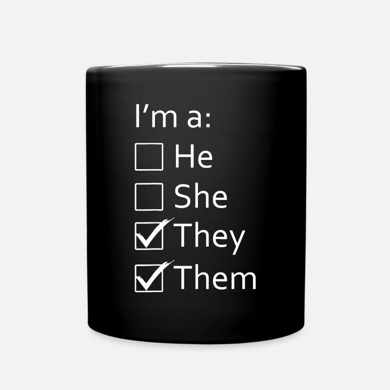 Non-Binary Gender Neutral I'm a They Them Pronouns - Full Colour Mug - black
