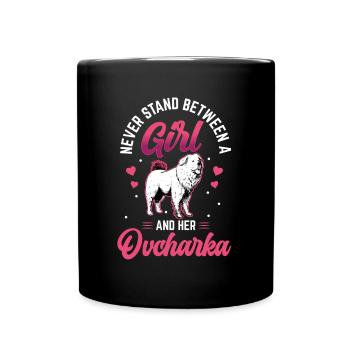 Girl and her Ovcharka Caucasian Ovcharka - Full Colour Mug - black - Front
