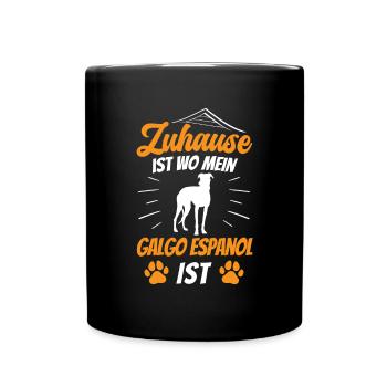 Zuhause ist wo mein Galgo ist Galgo Espanol - Tasse einfarbig - Schwarz - Vorne
