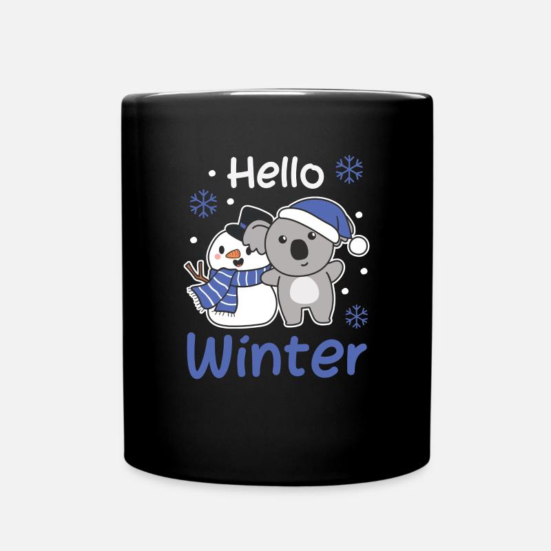 Koala Hello Winter schneemann schnee weihnachten - Tasse einfarbig - Schwarz