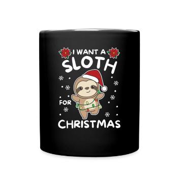Je veux un paresseux pour Noël paresseux mignon - Mug uni - noir - Devant