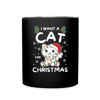 I want a cat for Christmas cute cats - Full Colour Mug - black - Front