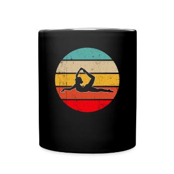 Yoga Retro - Tasse einfarbig - Schwarz - Vorne
