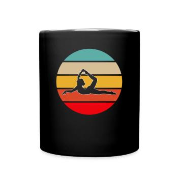 Yoga Retro - Tasse einfarbig - Schwarz - Vorne