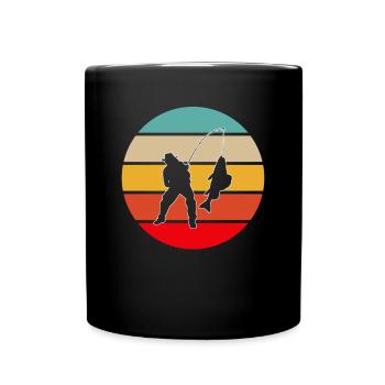 Angeln Retro - Tasse einfarbig - Schwarz - Vorne