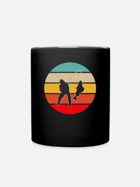 Angeln Retro - Tasse einfarbig - Schwarz