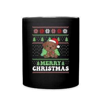 Joyeux Noël rétro moche Noël Labrador - Mug uni - noir - Devant