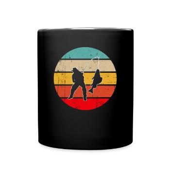 Angeln Retro - Tasse einfarbig - Schwarz - Vorne