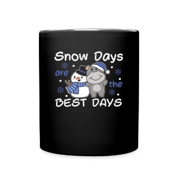 Hippo Snow Days are the best days Schneemann - Full Colour Mug - black - Front