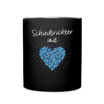 Schiedsrichter mit Herz Schiri Fussballverein - Tasse einfarbig - Schwarz - Vorne