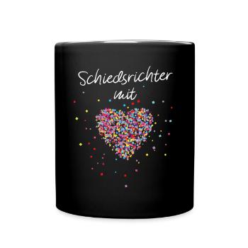 Schiedsrichter mit Herz Schiri Jugendfussball - Tasse einfarbig - Schwarz - Vorne