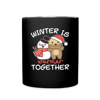 Loutre L’hiver est plus chaud ensemble Schneemann - Mug uni - noir - Devant
