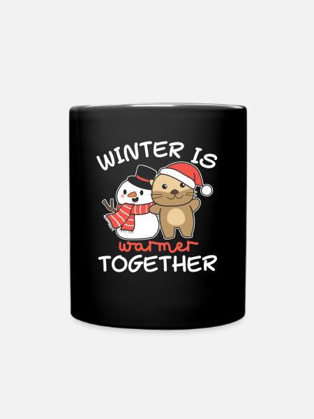 Loutre L’hiver est plus chaud ensemble Schneemann - Mug uni - noir