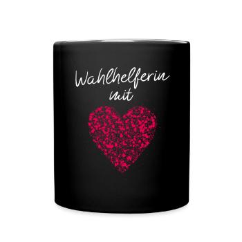 Wahlhelferin mit Herz Bundestagswahl Stimmzettel - Tasse einfarbig - Schwarz - Vorne