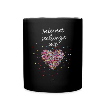 Internetseelsorge mit Herz Psychologin Ehrenamt - Tasse einfarbig - Schwarz - Vorne