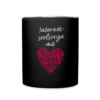 Internetseelsorge mit Herz Ehrenamtlich Psychologe - Tasse einfarbig - Schwarz - Vorne