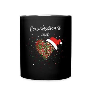 Besuchsdienst mit Herz Altersheim Weihnachtsmotiv - Tasse einfarbig - Schwarz - Vorne