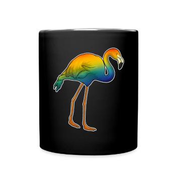 Flamant rose arc-en-ciel - Mug uni - noir - Devant