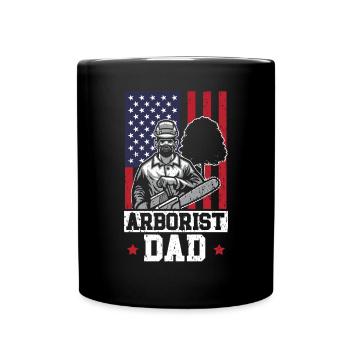 Arboriculteur Papa Bûcheron Patriotic Wood USA Drapeau - Mug uni - noir - Devant