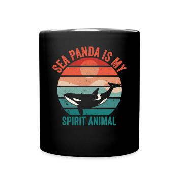 Drôle d’orque de mer Panda Rétro - Mug uni - noir - Devant