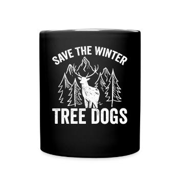 Funny deer save the winter tree dogs - Full Colour Mug - black - Front