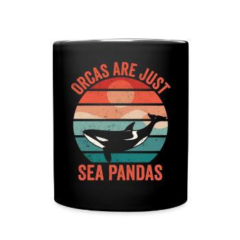 Drôle d’orque de mer Panda Rétro - Mug uni - noir - Devant