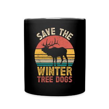 Funny Deer Save the Winter Tree Dog - Full Colour Mug - black - Front