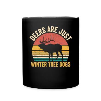 Les drôles de cerfs ne sont que des chiens d’arbres d’hiver rétro - Mug uni - noir - Devant