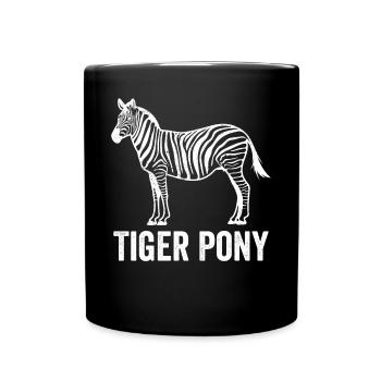 Lustiges Zebra-Tiger-Pony - Tasse einfarbig - Schwarz - Vorne