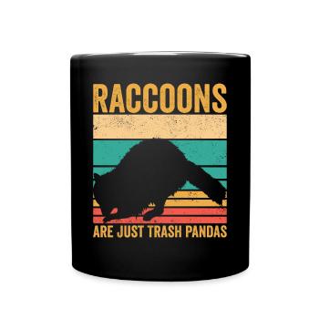 Funny raccoons are just garbage pandas retro - Full Colour Mug - black - Front